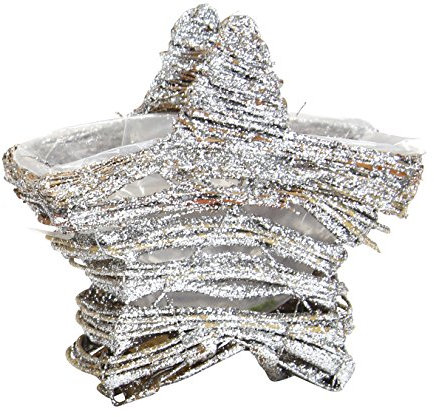 DECOLINE Rattan Pflanz-Schale Stern B - Silber 1 Stück - klein