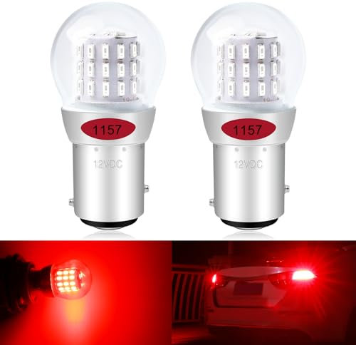 Defvnsy P21/5W 1157 BAY15D LED Bulb Super Bright Red 2057 2357 7528 Brake Light Bulbs 3014 39SMD 12V DC 3W LED Light Replacement For Rear Brake Stop Tail Light (Pack of 2)