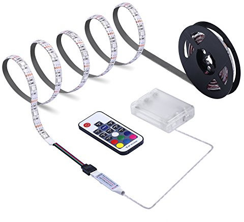 sinzau Bande LED à Piles Décorer pour DIYer: Auto Adhésif 2M Ruban Lumineux a Pile Télécommande 17 Touches Dimmable - Décoration d'intérieur DIY Éclairage de Fond TV Décoration D'escaliers