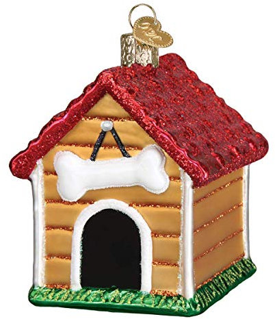 Old World Christmas Hundehütte in Rot und Braun