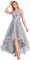 Ever-Pretty Robe de Cocktail Col V sans Manche High Low Paillettes Tulle