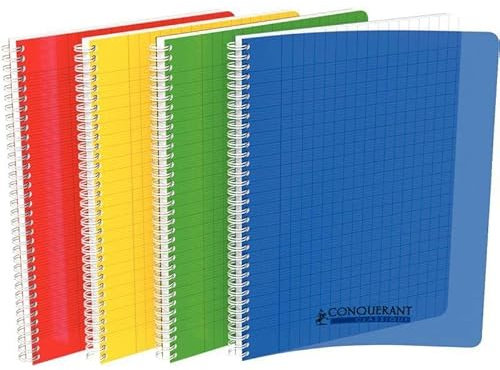 Conquérant Cahier Classique A4 Grands Carreaux Seyès 100 Pages Reliure Intégrale Couverture Polypro Coloris Assortis