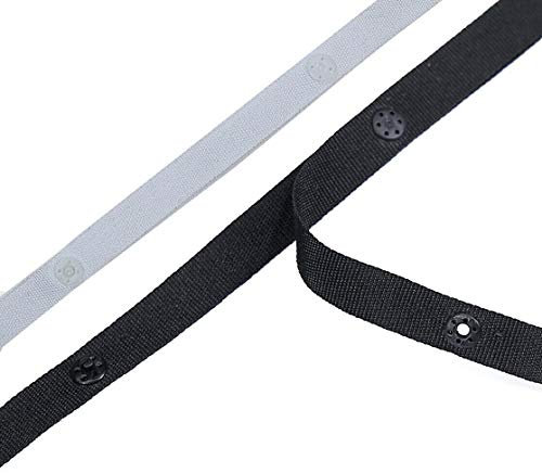 Schmales Druckknopfband, 8 mm schmales Band, Mini-Druckknöpfe, 3,5 cm Spalt.Baby Crotch Fasten, Bettdecken, Vorhänge.Waschbare hochfeste Harzverschlüsse,Neotrims UK. White, 3 Yards