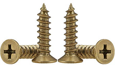 BOZONLI Viti Autofilettanti Testa di Svasata in Ottone, Viti Legno Testa di Piatta, Giallo, M4×25mm, 10 pcs