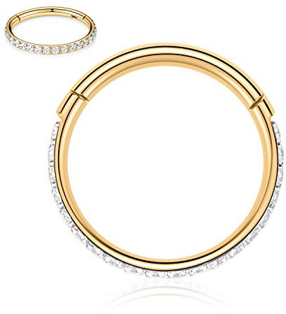 AROWRO Conch Nasenpiercing Ring Septum Helix Tragus Daith Rook Chirurgenstahl Zirkonia Hoop 18g 12mm Gold