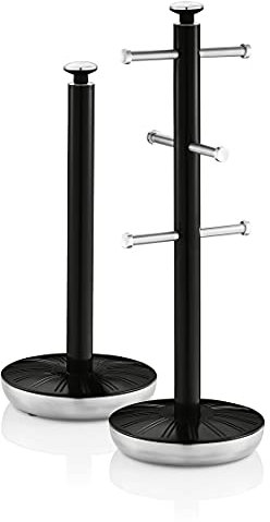 Swan SWKA1054BN Retro Towel Pole and Mug Tree, Black
