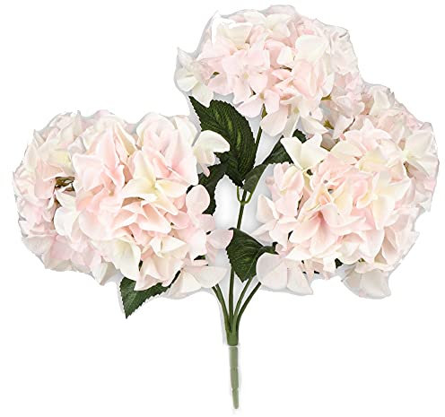 Matches21 Lot de 5 fleurs d'hortensia artificielles pour décoration 1 bouquet de 5 fleurs Ø 18 cm – Rose/rose clair