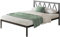 Novilla Bettgestell Metallbett 150x190 cm mit Lattenrost Metallrahmenbett Bettgestell mit Kopfteil-Design Ehebett Gästebett Schwarz