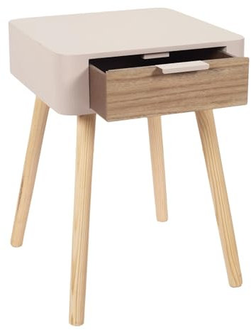HOME DECO FACTORY - HD7335 - Chevet 1 Tiroir en Bois Rose, Chambre, Table de Nuit