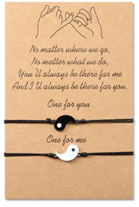 MANVEN 2PCS Bester Freund Armband Pinky Versprechen Passende Langstrecken Handgefertigte Edelstahl Armbänder Geschenk für Frauen Mädchen Mama Familie