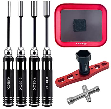 Jeu de tournevis hexagonaux Tournevis à écrou hexagonal 4.0/5.5/7.0/8.0mm et clé cruciforme à 4 voies 17mm Clé de roue Plateau à vis RC Kit d'outils de réparation RC pour RC Quadcopter Hélicoptère
