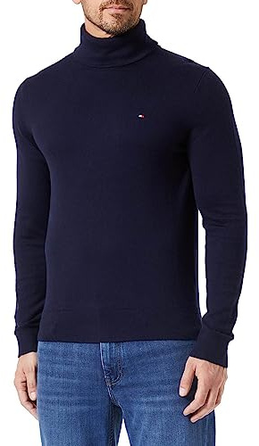 Tommy Hilfiger Herren Pullover Cashmere Roll Neck Rollkragen, Blau (Desert Sky), 3XL