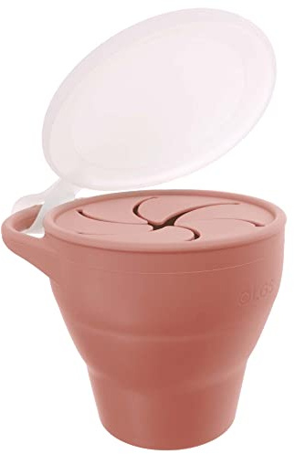 OLGS Silikon Snackbecher mit Deckel für Baby und Kleinkinder | Snack Becher, Babybecher Lunchbox Brotdose für Unterwegs Muted | Auslaufsicher, Snack Cup für Junge Mädchen | Outdoor Snackbox zum Reisen