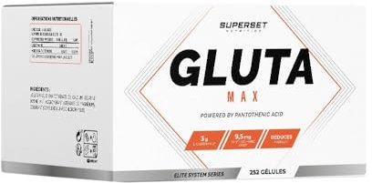 Superset Nutrition - Gluta Max (252 caps) - Glutamine pure - Soutien de la récupération musculaire - Enrichi en vitamine B5