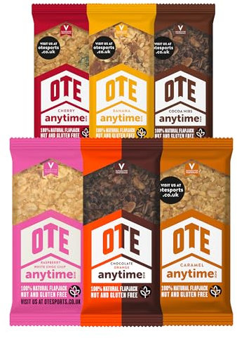 OTE Anytime Bars - Energy Bars for Cycling - Cycling Nutrition - Nut Free Snacks for Running - Gluten Free Flapjacks - Box of 16 x 62g (Mixed)