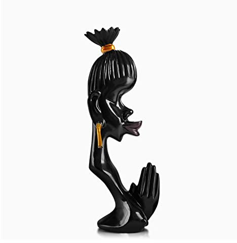 LGYKUMEG Moderneswohnzimmers Dekoration,Kunst Blacks Paare Skulptur, Moderne Skulptur Deko Figur Liebespaar, Für Heimbüro Dekoration,Schwarz,B