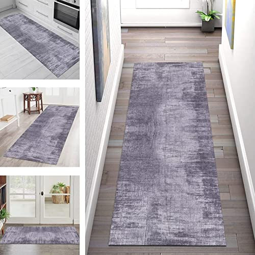 Tappeto Passatoia Cucina Antiscivolo Lavabile Viola 50X180CM Tappeti Runner Lungo Astratto Poliestere Tappeto Corridoio per Cucina Soggiorno Tappetino Passatoia Camera dei Bambini Camera da Letto