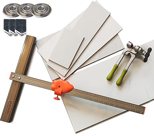 youkzuan Präzises Fliesenschneider-Werkzeug, professioneller manueller Fliesenschneider für Porzellan/Keramikfliesen, fähiger Schneider 122 cm große Fliesen, 1 Laufzange, 3 Wolfram-Ritzräder, 3