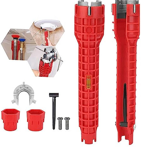 LOCCY Outil de clé à robinet 8 en 1 - Installateur de robinet et d'évier antidérapant - Outil de clé à tuyau de plomberie - Outil de clé à robinet pour évier/salle de bain/cuisine