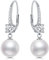 Perlenohrringe Silber 925 Hängend Damen Weiß Perlen Ohrringe Creolen Zirkonia Schmuck Geschenk Hypoallergene Edler Schmuck für Damen Mit Geschenkbox