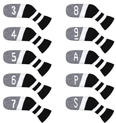 Scott Edward 10 Pcs Golf Club Head Covers for Irons Cuteness Basically Socks Shape Washable Durable Golf Club Head Protector Double Sided Knit for All Brands Callaway, Ping, Taylormade, Cobra Etc
