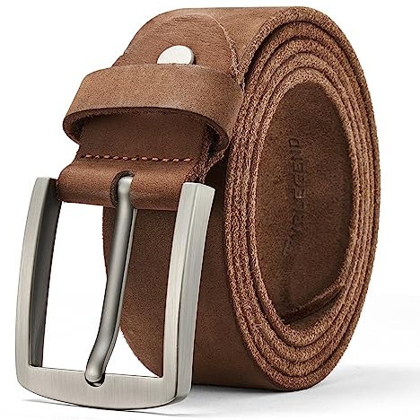 VRLEGEND Ledergürtel Herren Gürtel Leder Vollledergürtel Herrengürtel Jeans-Gürtel Echtleder 3.8cm Breit mit Geschenkbox (Braun, Gesamtlänge 115cm)