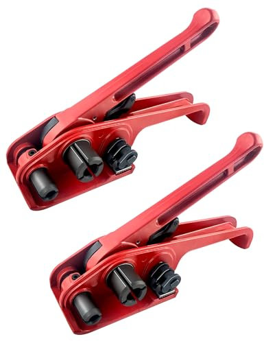 QWORK 2 Piezas Tensor de Flejes, Herramienta de Flejado Tensor para Pesado Manual de 13mm a 19mm PP/PET Tensor de Correa de Plástico Juego de Ferramientas de Flejado