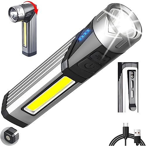 Wixann Rechargeable Torch,5000mAh LED Torch Battery Powered,Tactical Torch Can be Folded 90° and Rotated 360°,7 Lighting Modes LED Torch Rechargeable, SDTWT-UK-888, I Style