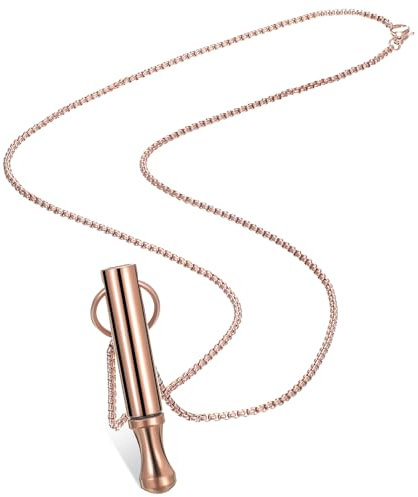 Fiada Angst Halskette Edelstahl - Achtsame Atmung Werkzeug für Tiefe Atemübung - Tragbare Angstlinderung für Herren Damen Meditation Stress (Klassisch, Rosagold)
