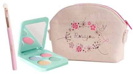 Rosajou - Trousse maquillage pour enfant - Fard à paupières et pinceau yeux - Made in France - Vegan - Cadeau enfant 3 ans et plus