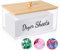 TCJJ Acrylic Dryer Sheet Container With Bamboo Lid, Dryer Sheet Holder for Laundry Room Organisation, Laundry Storage Containers With Label, for Laundry Pods/Dryer Balls/Clothes Pins