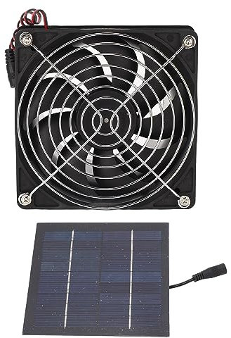 Risegun Solar Exhaust Fan, Solar Panel Fan Kit, 50W Portable Solar Ventilation, Solar Powered Exhaust Fan, for Greenhouse, Chicken Coop, Shed, Pet House, Garage, Outside and Inside (5-12V)