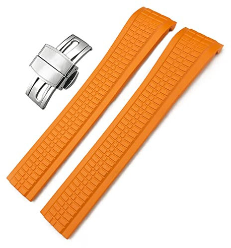 Wtukmo 21mm Bunte Fluid Gummi Uhrenarmband für Patek Philippe 5164A 5167A Aquanaut Philippe Series Silikon Uhrenarmband mit Schmetterlingsschnalle, Silver Buckle, Achat