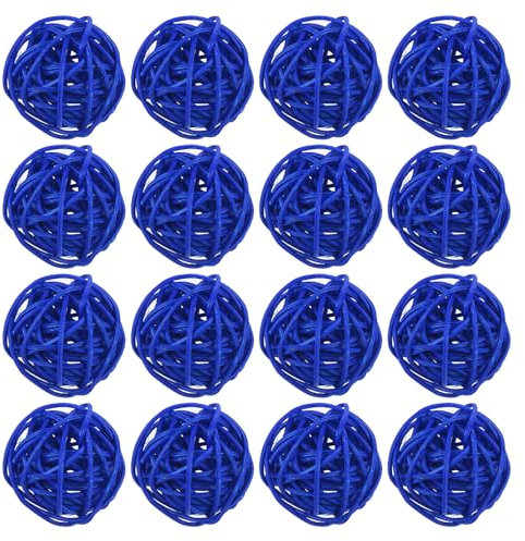 sourcing map 16 Pcs Wicker Rattan Balls 1.2 Inch Rattan Decorative Balls Vase Fillers for Wedding Party Centerpiece Bowls Home Decoration Navy Blue