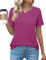 Bodhi talk Bluse Damen Elegant: Sommer Plissee Kurzärmeliges Oberteile - Einfarbig Plissiertestickerei Dehnbares Pullover mit Rundkragen - Locker Freizeit Shirt Atmungsaktiv Tshirt Bluse