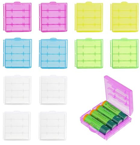 CHENYU 12 Stück Batteriebox Batterien Aufbewahrung for 4 x AA or 4 x AAA Batterie Box Reusable 5 Colours Battery Box Waterproof Without Batteries Batterie Box Aufbewahrung