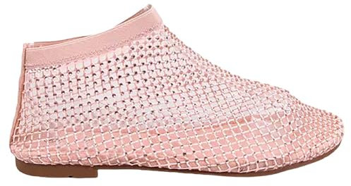 SRTUMEY 2024 Estate Moda Sneakers Da Donna Rete Da Pesca Hollow Out Sandali Piatti Diamanti Stivali Corti Scure Zeppe Scarpe per Le Donne, rosa, 39.5 EU