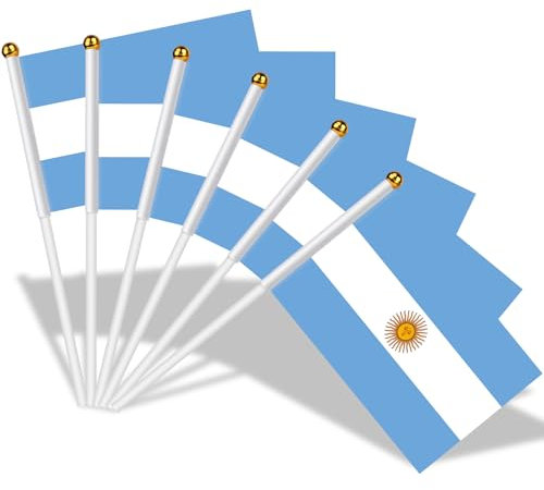 AhfuLife 30Pcs Argentina Bandiere Tenute a Mano, Bandiere Argentine Piccole con Asta Bianca da 30 cm, Celebrazioni Eventi Sportivi, Decorazioni per Il Giorno Della Memoria per Il 25 maggio