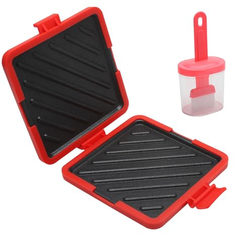 DAWRIS Microwave Toastie Sandwich Maker and Grill,Wireless Toastie Maker Nonstick Plate Breakfast Sandwich Maker Silicone Microwaveable Cookware for Cooking Crispy Sandwiches,Red
