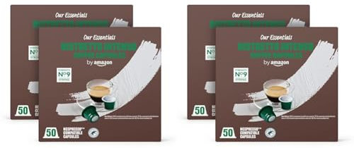 by Amazon Ristretto Intenso Capsules de café compatibles Nespresso, Torréfaction Foncée, 100 Unité (2 lot de 100) - Certifié Rainforest Alliance