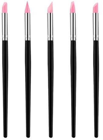 5 Stück Gummipinsel Silikon Bürsten Dotting Tool Nail Art Pinsel Ton Werkzeugset Verwendbar Silikon Zauberpinsel für Keramikskulpturen Malerei Nagelkunst DIY Handwerk Nagelkunst (23cm)