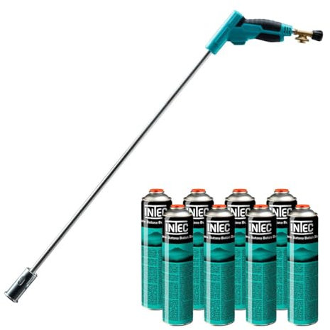 INTEC - Désherbeur thermique Brule Herbes Allumage piezo Adaptateur multi cartouches + 8 cartouches 330gr