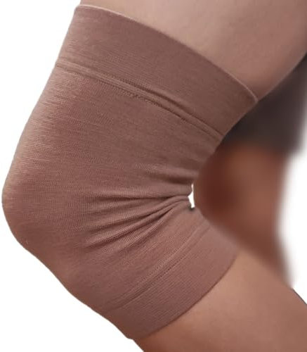 GYOUNG Set 2 Pezzi/Coppia -Ginocchiera Elastica in Lana, Supporto Ginocchio Uomo/Donna, Fascia a Compressione, Sollievo per Reumatismi, Dolori Articolari, Recupero Post-Infortunio, Sabbia, Taglia 1