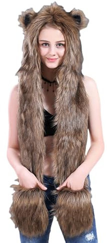 SLXLYH Plüsch-Hut mit Ohrenklappen für Erwachsene, warm, mit Ohrenklappen, modisch, Outdoor-Aktivität, Skimütze, Winter, winddicht, Trappermütze, Grasgelber Fuchs, S-4XL