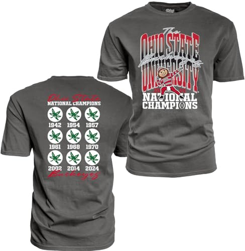 Blue 84 NCAA Herren T-Shirt, offizielles Lizenzprodukt, Ohio State Buckeyes National Champs 2024, gefärbt, Schwarz