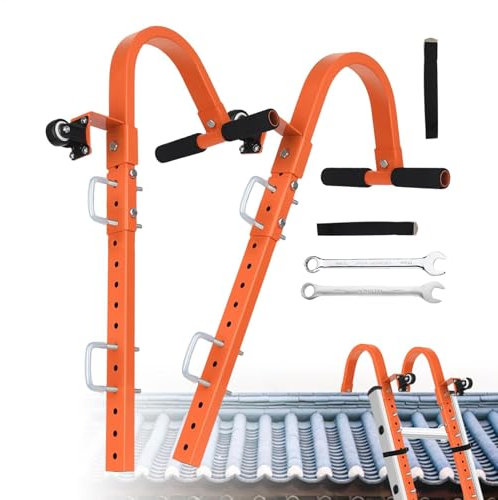 Bsbkoj Dachleiter-Haken, robustes Zubehör, Reparatur, 106,7 x 88,9 x 33 cm, sichere Leiter-Befestigung, multifunktionale Leiter-Dachhaken mit Rad zur Vermeidung von Schäden