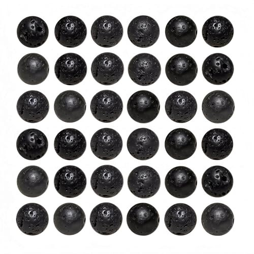 200 Perlen 8 mm Natürliche Lose Edelstein Schwarzem Lava Steinperlen für Herstellung Schmuck Armbänder und Halsketten A31