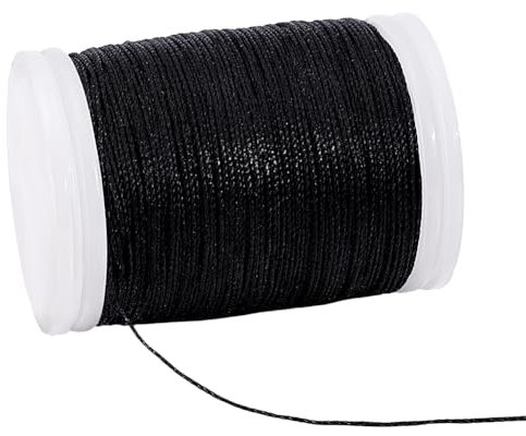 PH PandaHall 0.5mm Waxed Cord, 130 Yards Waxed Beading String Polyester Threads Wax Cord Twine Beading Cords for DIY Bracelet Necklaces Dreamcatcher Jewellery Macrame Sewing Project (Black)