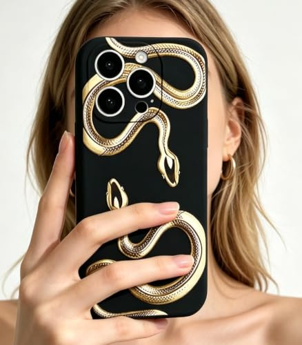 PAIXIKYZ Compatible with iPhone X/iPhone Xs Gold | TPU Printed Shockproof Phone Case with Stylish Snake Pattern Gold