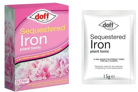Doff Plant Tonic Sequestered Iron – 5x15g Sachets of Fast-Acting Plant Food for Healthy Growth of Ericaceous & Fruit, Lawns & Shrubs – Iron Enriched – Encourages Root Development – Ready for Dilution